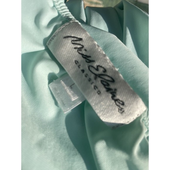 Miss Elaine Classics Blue Embroidered Flutter Sleeve L Gown Style 50809 - Picture 7 of 9